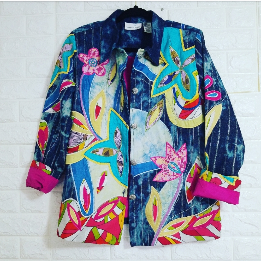 1990s Drapers & Damon's Patchwork Embroidered Coat - image 7